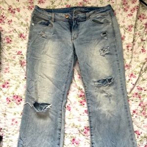 American Eagle light wash kickboot jeans